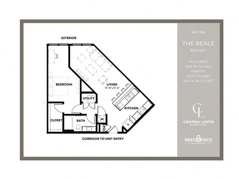 a floor plan of a unit with a bedroom and a bathroom